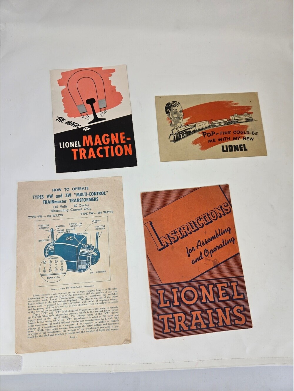 Vintage Lionel Trains Instruction Manuals and Transformer Guide